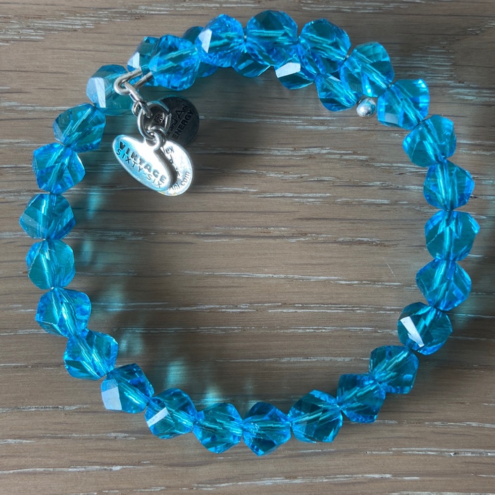 Alex and Ani Aqua Transparent Bread Beaded Wrap Bracelet